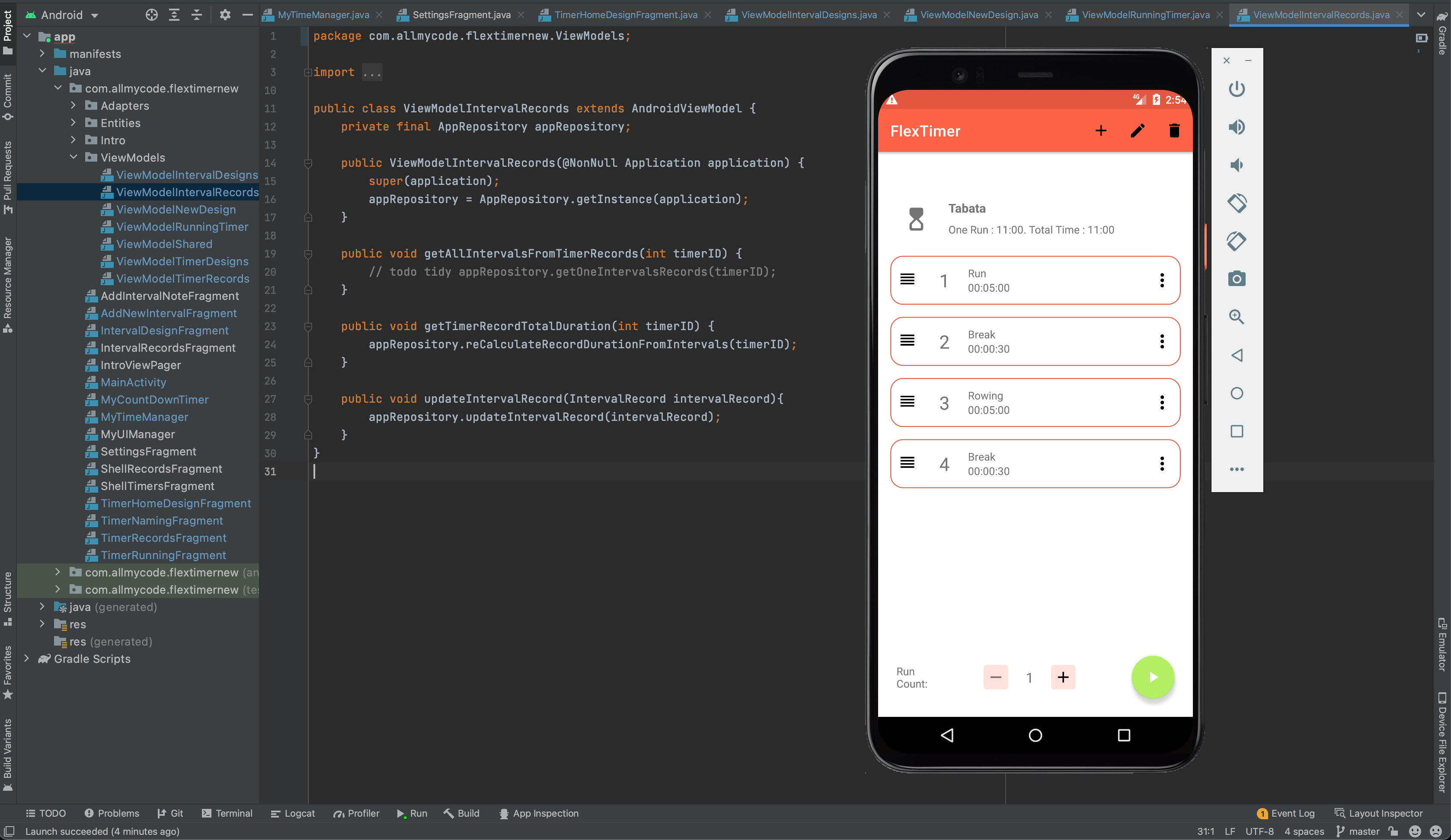 Android Studio Screen showing app